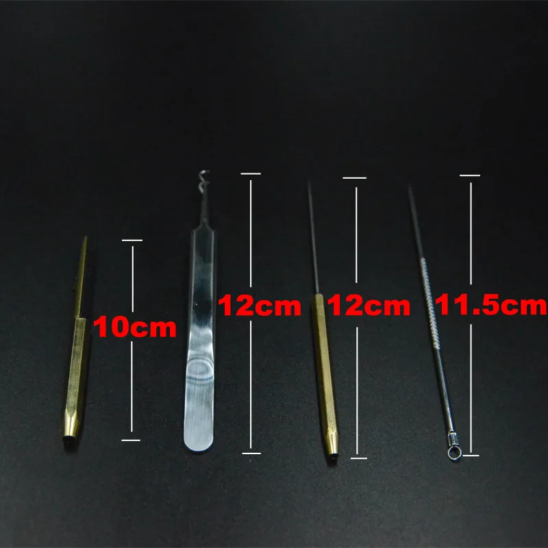 CONTEMPLATOR 4pcs fly tying dubbing tools combo bodkin/needle/hook tweezer/flat dubbing teaser hackle feather/fiber kits suit