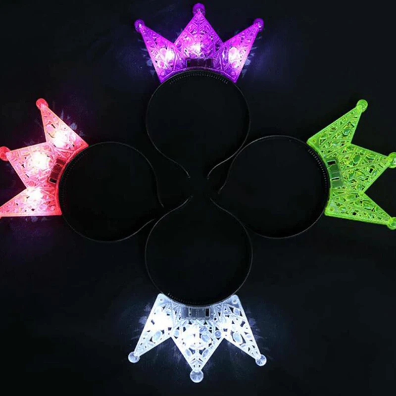 

Halloween Led Fashion Mixed Color Led Flashing Crown Headband Light-UP Blinking Child Birthday Hairband Rave Festival Party