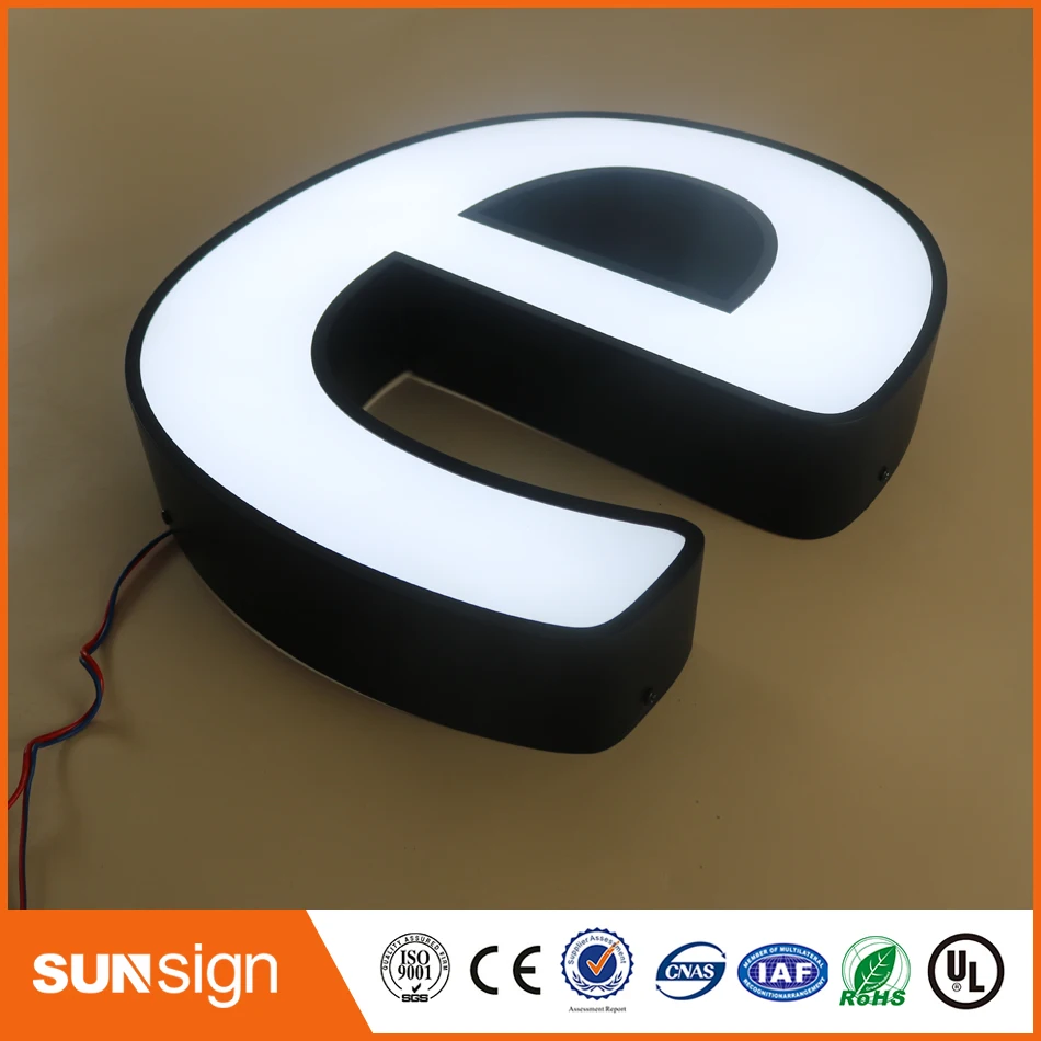 Custom glass acrylic sign outdoor metal luminous led letter signage for office