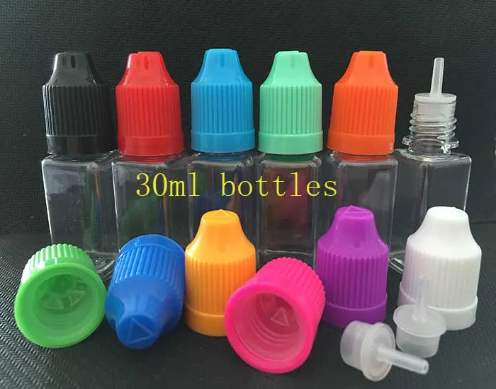 100pcs  Square Bottle 30ML Plastic Bottle For Ecig E liquid With Child Proof Safety Cap For Ejuice empty oil bottles