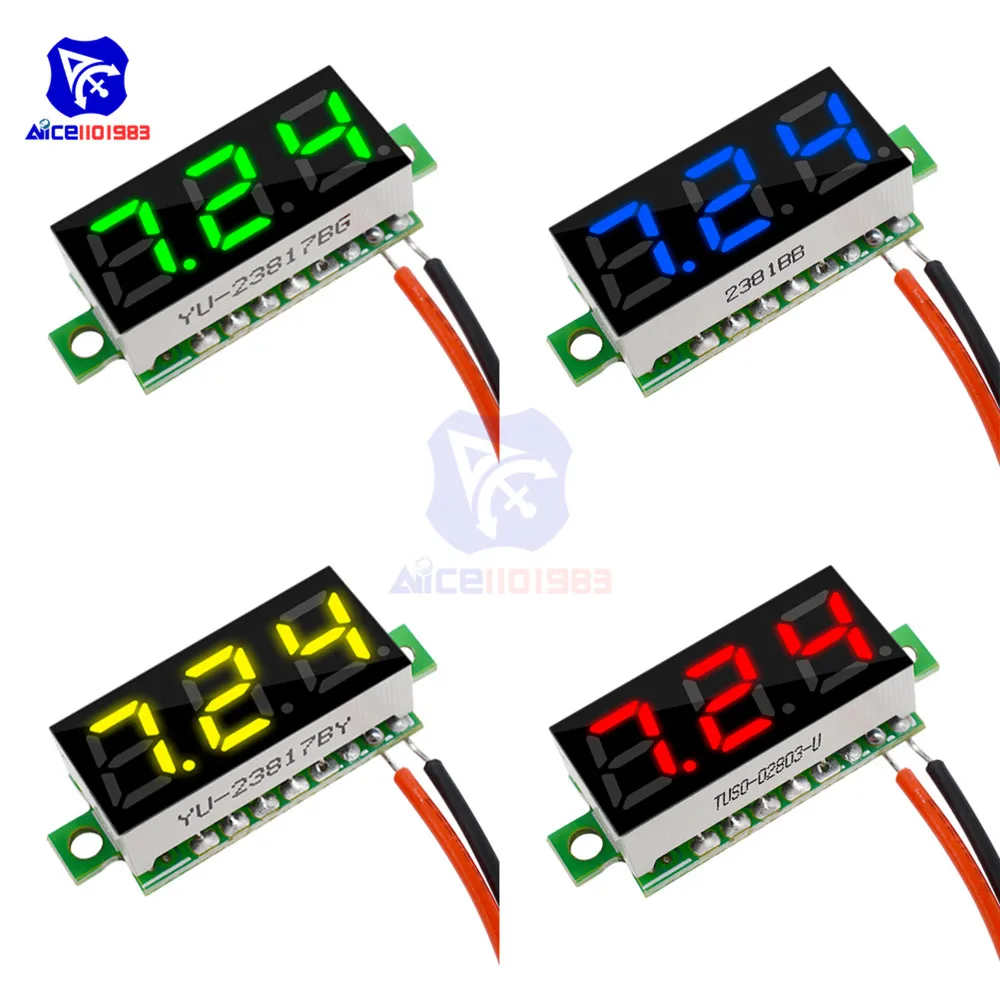 0,28" Mini-Voltmeter LED-Digitalröhren-Voltmeter Spannungsmesser Panel-Tester Detektor 2-Draht 5 Farben Verfügbar DC 5 -12V – Detail 3