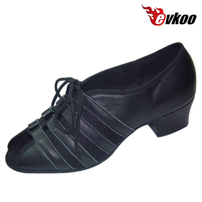 Evkoodance-Chaussures de brevNoires à Talon de 4cm pour Femme, Souliers de Salsa en Matériau Souple de Haute Qualité