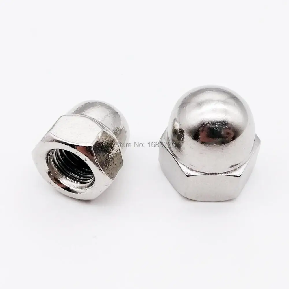 HZYUEGOU M3 M4 M5 M6 M8 M10 M12 M14 M16 304 A2-70 Edelstahl Sechskant-Mutter mit Abdeckkappe Dekorative Kuppelmutter DIN1587 – Detail 5
