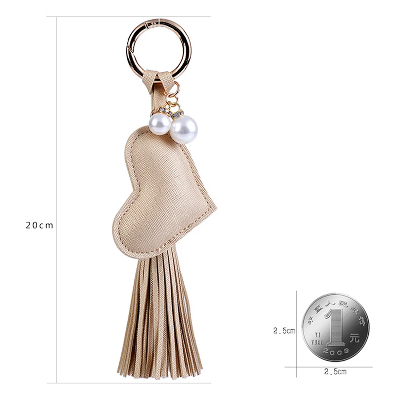 PU Leather Tassel With Love Car Keychain Fashion Jewelry Women Bags Pendant R281