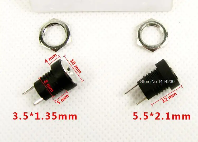 Conector hembra de montaje en Panel para toma de corriente de CC, 3A, 12v, 5,5mm x 2,1mm/5,5mm x 2,5mm/3,5mm x 1,35mm, tapa adaptadora de enchufe