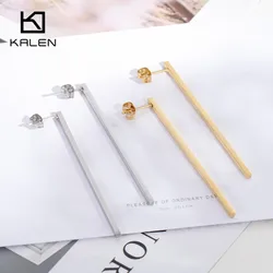 Kalen Simple Tri-Color Stainless Steel Dangle Earrings For Women Round Strip Oorbellen Drop Earrings Pendientes Mujer Jewelry
