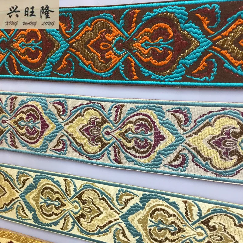 

XWL 25M/Lot 6cm Width National Jacquard Belt Ethnic Lace Embroidery Curtain Lace Trim Decor Cloth Laciness Ribbon DIY Webbing