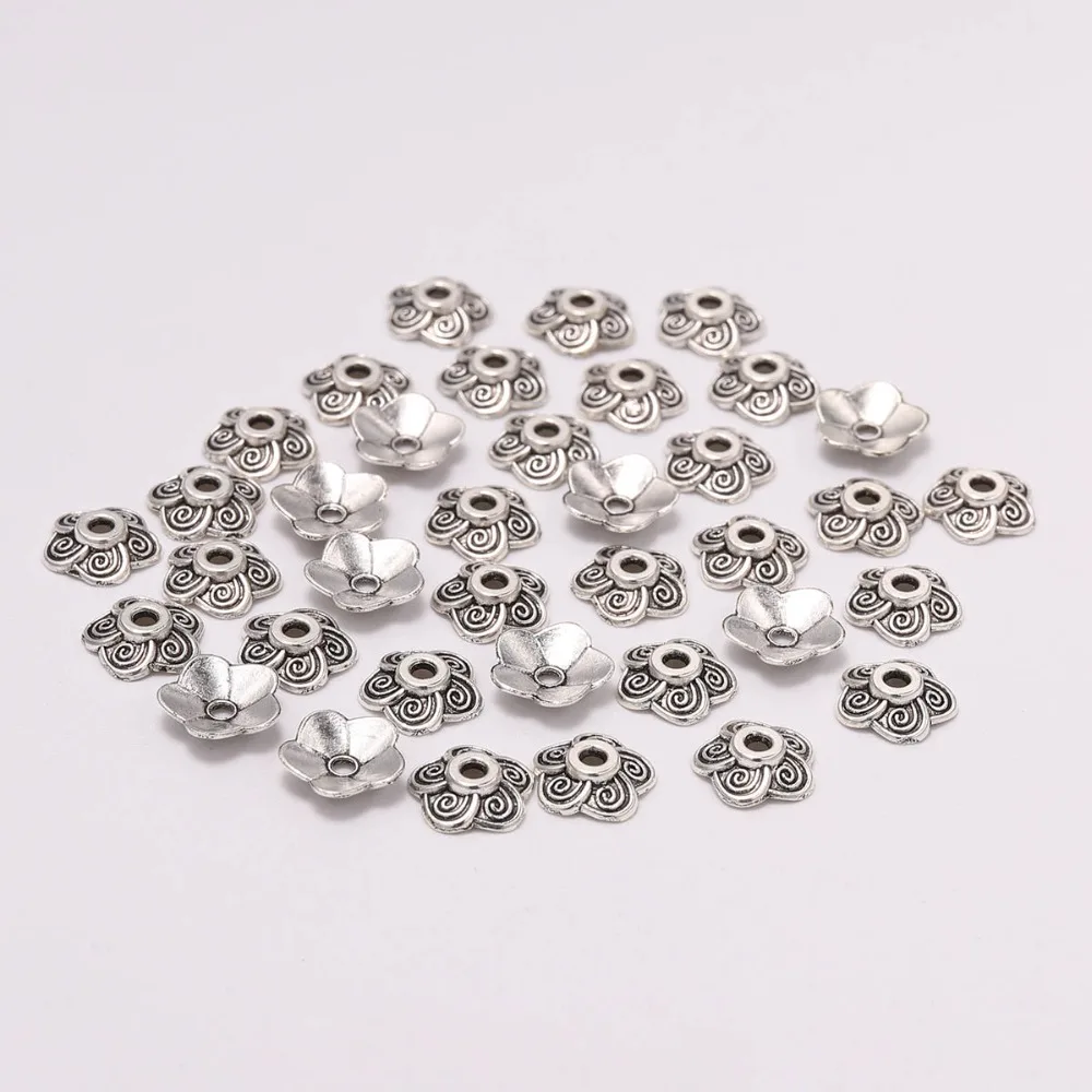 

100pcs/Lot 8.5mm Tibetan Antique Plum Blossom Flower Loose Sparer Torus End Bead Caps For DIY Needlework Earrings Finding