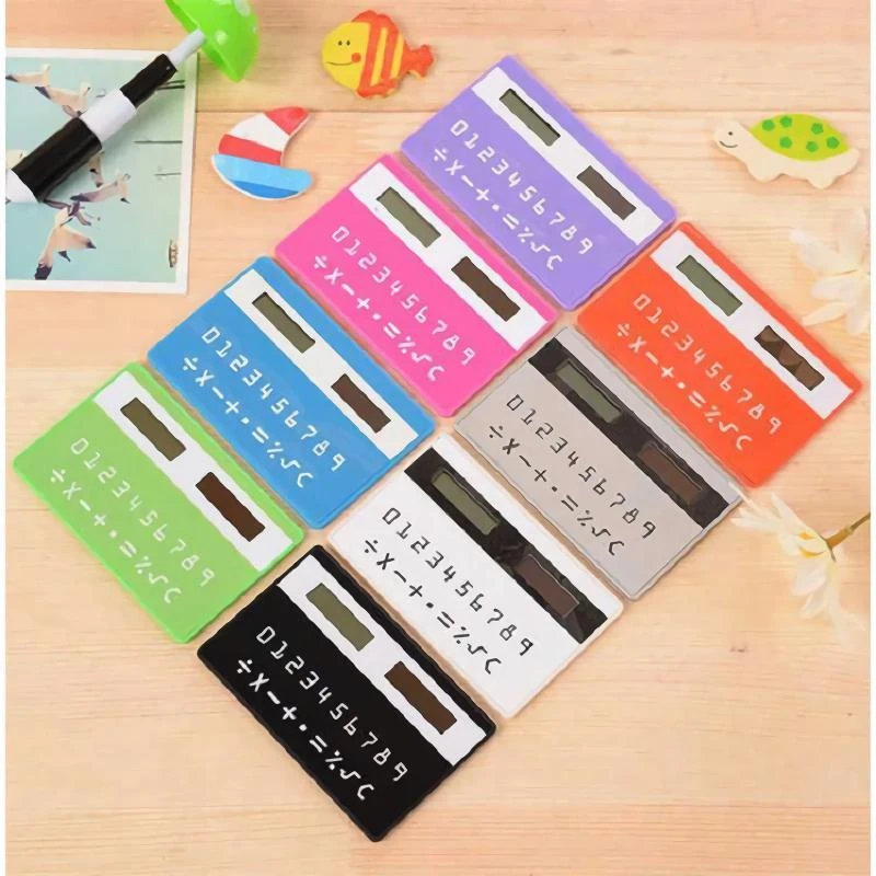 1pc portable calculator mini handheld ultra thin Card stationery card calculator Solar Power Small Slim Travel Pocket calculador