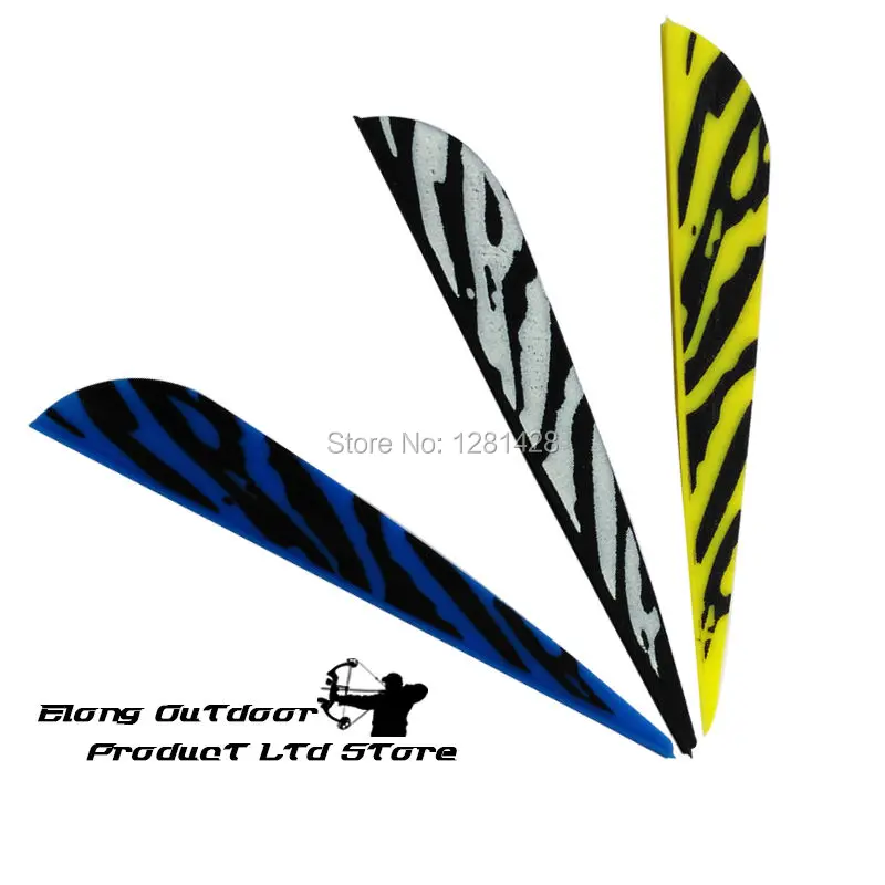 100Pcs 3 inch Blue Black Yellow Tiger Strip TPU Vane Fletching for Carbon Arrow DIY Archery Bow Hunting Arrows