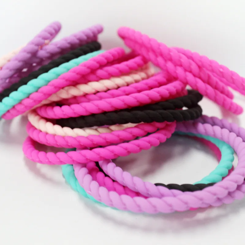5 Colors Black Pink Purple Blue Braid Twist Silicone Bracelets Wristband Unisex Bangles Bands Rubber Woman Man Bracelet 19cm