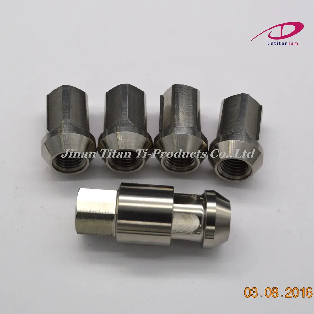 Jntitanti Gr5 titanium lug nut M12/14*1.25/1.5*35mm lock Anti-theft  4 nut+1 key close end