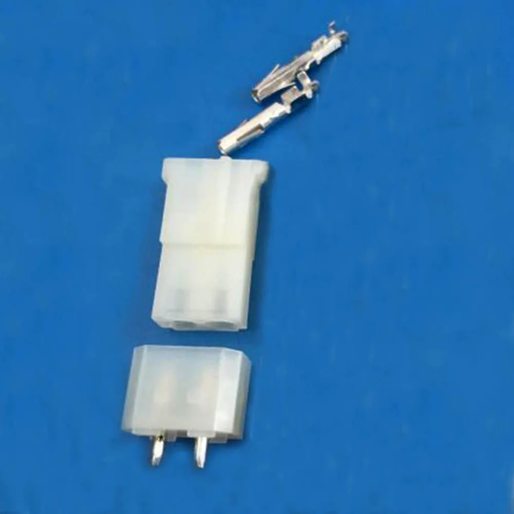 1SET 5.08mm 2 Pin White Transparent Nylon Female Connector+Straight pin welded plate+Terminal 8981 IDE Power Plug for 18-24AWG W