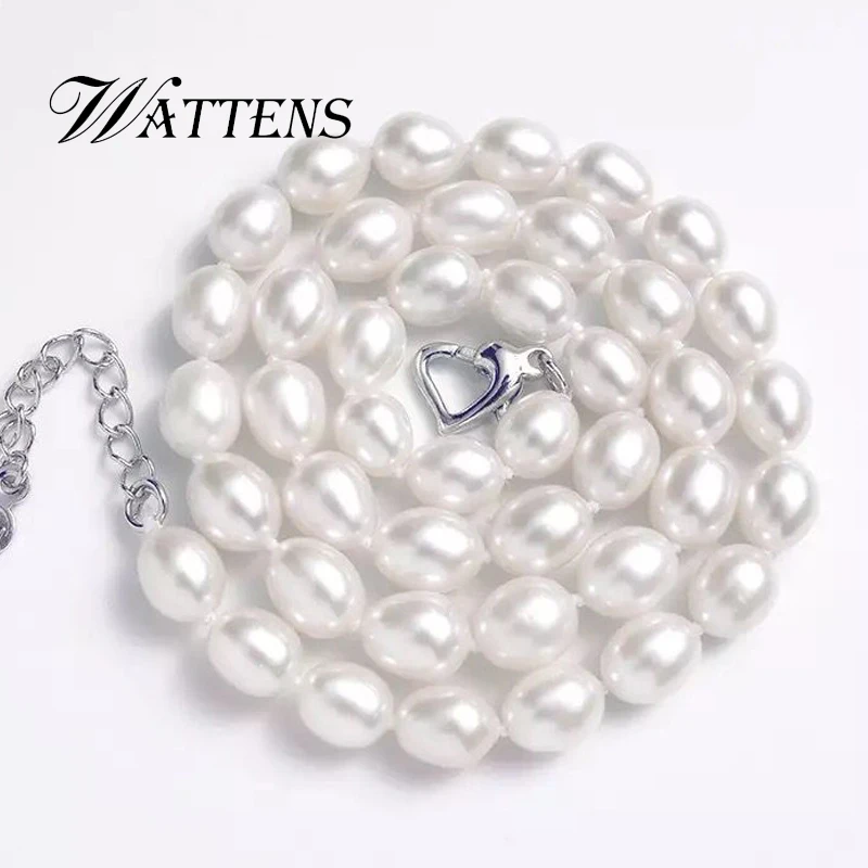 Natural Freshwater Pearl Necklace 925 Sterling Silver pearl Jewelry for Women charm wedding/birthday/Party/Daily Life Fashion