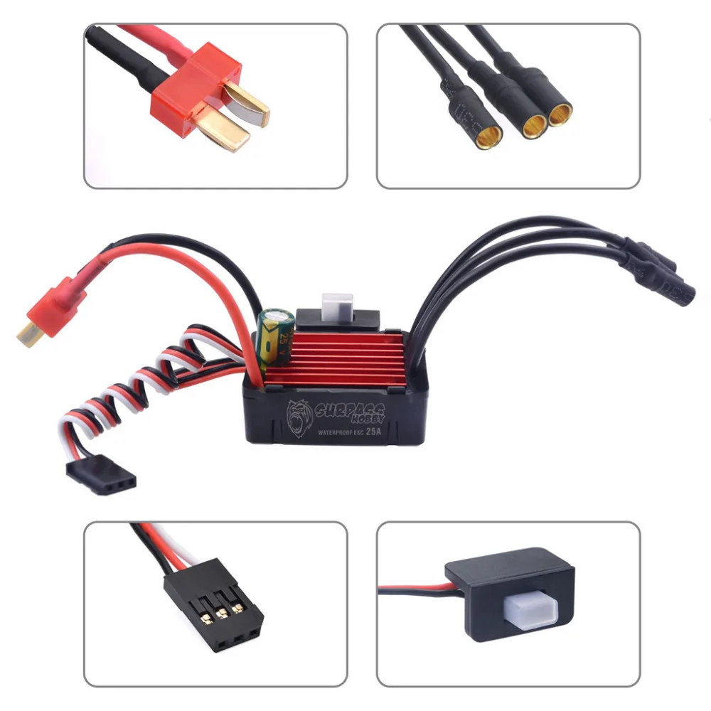 Surpass Hobby Brushless Speed Controller 25A ESC+2030 4500kv Motor Waterproof For 1/18 & 1/20 RC Car