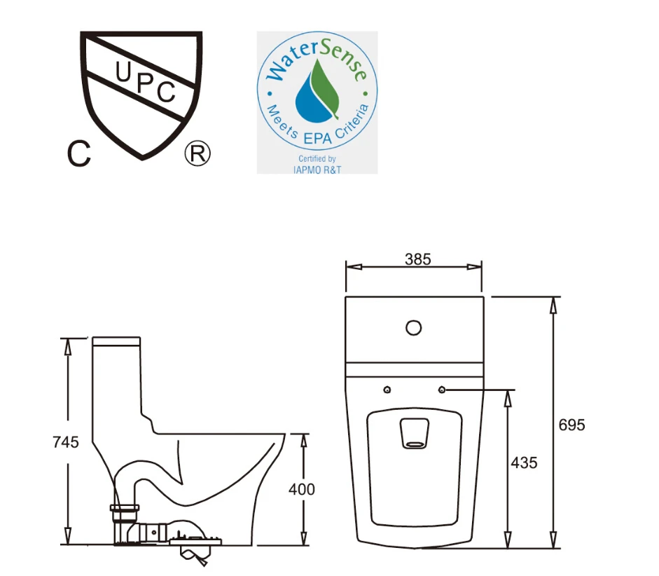 2019 hot sales water closet one-piece toilet S-trap toilets with PVC adaptor UF soft close seat AST356 UPC certificate