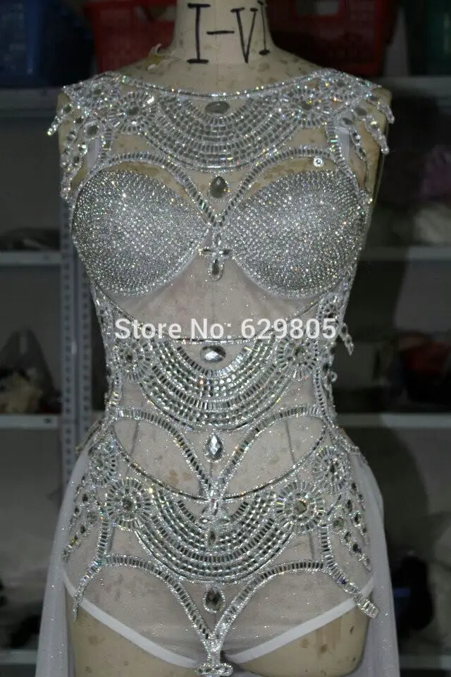 Shining Silver Gold Sequins Outfit Paillette Bodysuit Skirt Costumes Female Singer Dance Stage Wear Show Prom Costume