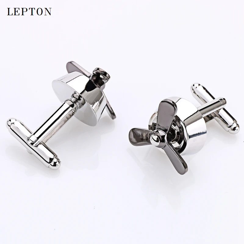 Hot Sale Propeller Airscrew Fan CuffLinks For Men Lepton Silver color Plane Fan Cufflinks Men Shirt  Cuff links Relojes gemelos