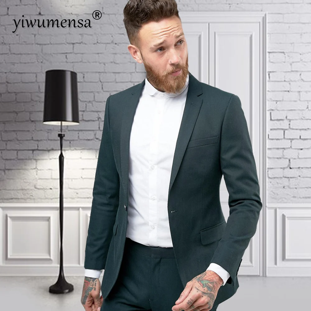 

Formal Men's Suits Fit Single Breasted Blazer Pants 2 Pieces Business Office Work Wear Blazer Plus Size Groom Wedding Tuxedos