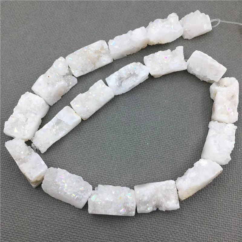 2Strands Rectangle White Crystal Quartz Druzy Nugget Beads For DIY Jewelry Making MY1273