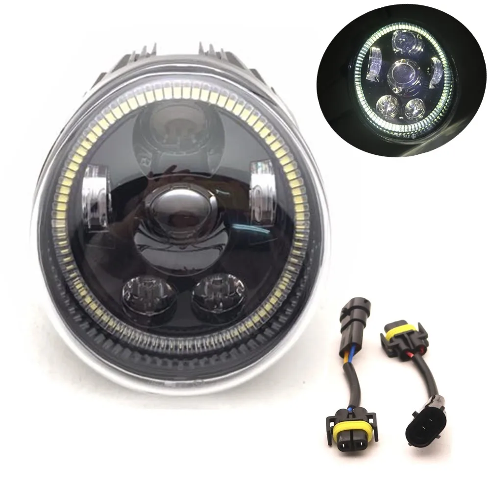 

For Motorcycle V Rod Led Headlights With Daytime Running Light White Halo Ring For Vrod VRSC/V-ROD Oval Headlamp 60W