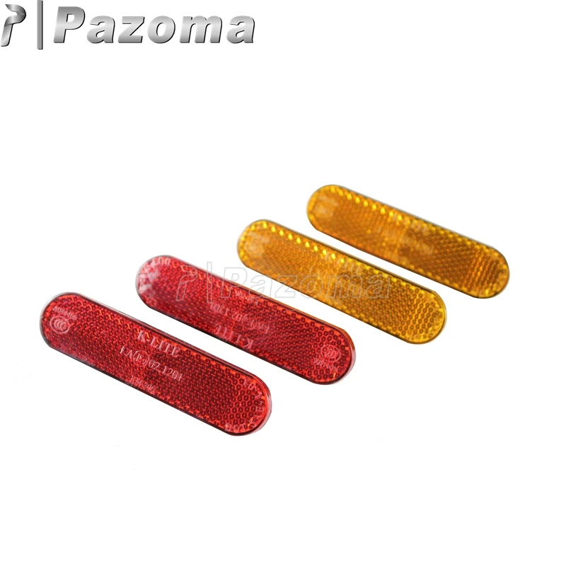 Pazoma New 2pc Plastic Motorcycle Red Yellow Oval Safety Reflector Strips Stick ATV Dirt Bikes