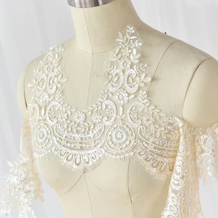 3 Yards/Lot 14 Farben Auto Knochen Stickerei Stoff Pailletten Spitze Trim Für Handgemachte DIY Kleidung Hochzeit Kleid Schleier 24CM Zubehör – Detail 14