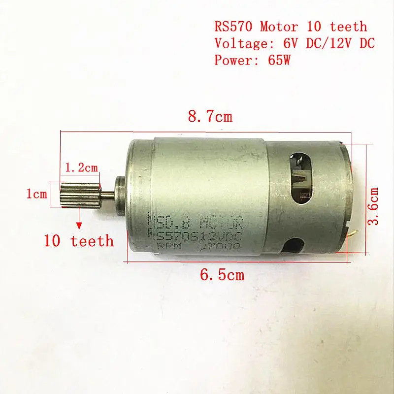 Moteur 12v 6v, cc 65W à couple élevé pour enfants, voiture électrique, moteur 570 35000 tr/min, à courant continu et à grande vitesse, pour motocyclette