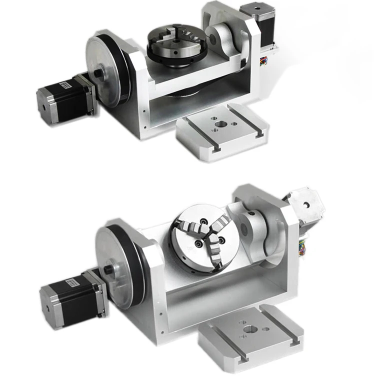 CNC Rotary Axis Axle Spindle with 100mm Jaw Mandrels  CNC engraving machine accessories CNC 4th axis 5th axis