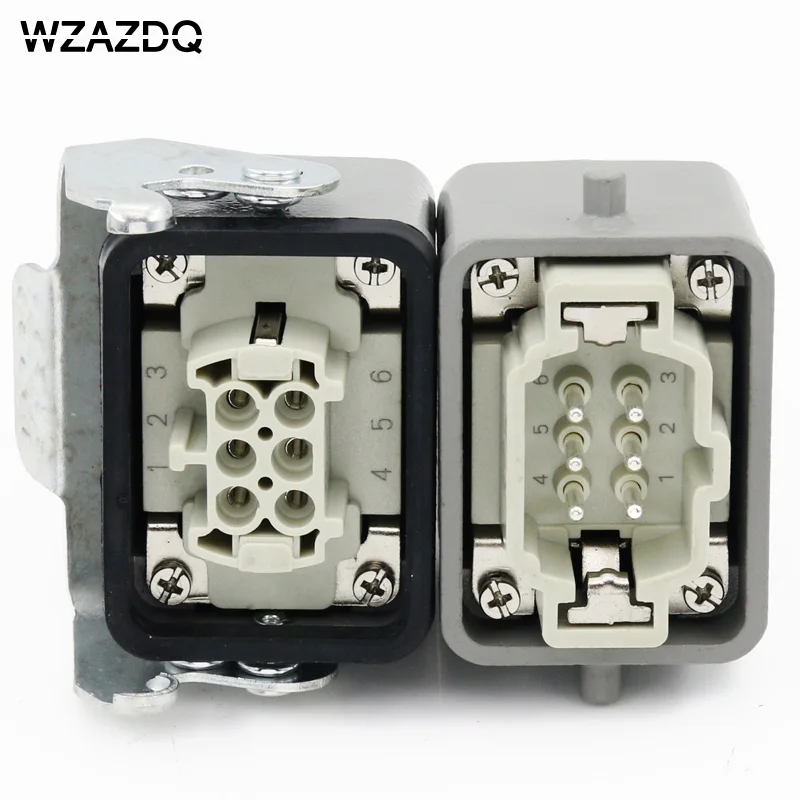 He-06 Rectangular heavy duty connector butt type  6 core waterproof socket connector for aerospace industry 16A