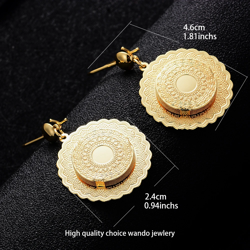 Classic Round Gold Color Earrings For Women/Girls Gold Color Jewelry Wholesale Fashion Africa Arab Items Lover gifts E53