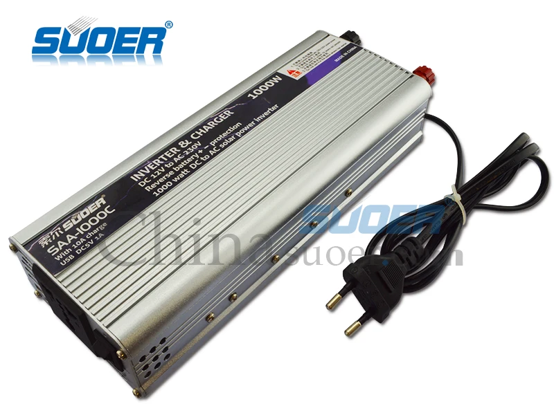 Suoer 12V 220V inverter 1000W power inverter with 10A battery charger(SAA-1000C)