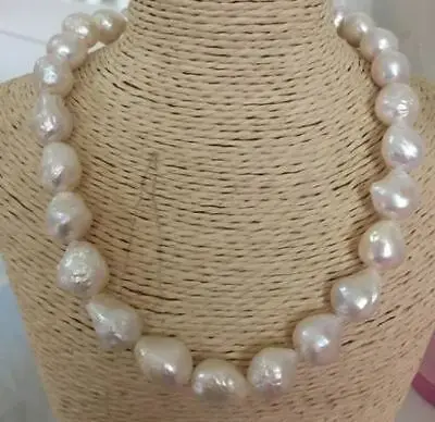 

baroque 18" AAA 15-18MM SOUTH SEA NATURAL White PEARL NECKLACE Free shipping