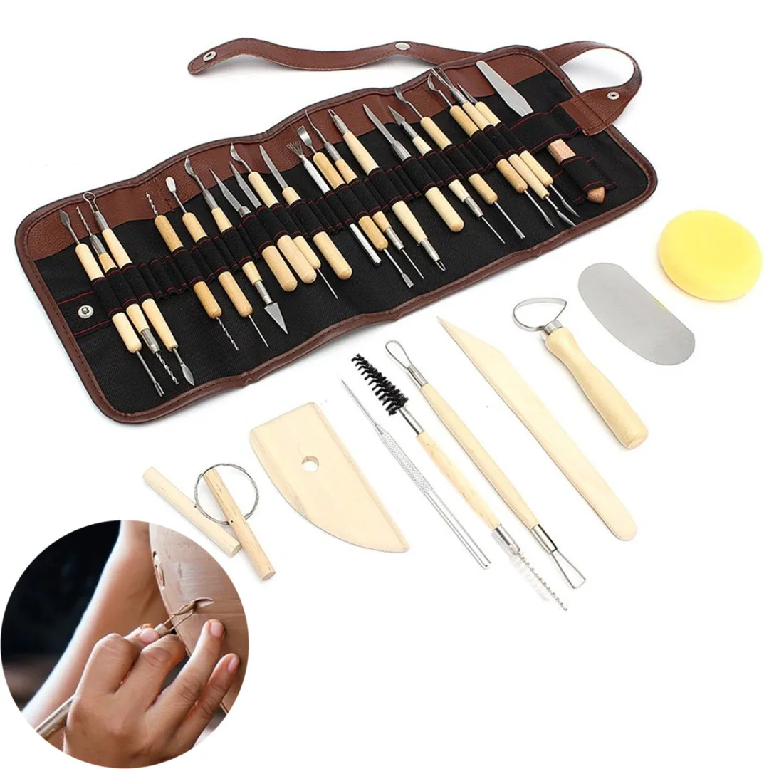 Practical 30pcs/Set Pottery Clay Sculpture Carving Modeling Ceramic Art Craft DIY Tool Kit