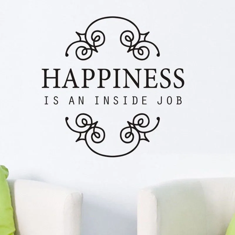 Stickers Happiness In An Inside Job Vinyl Wall Art Decals Wallpaper Living Room Home Decor House Decoration Poster