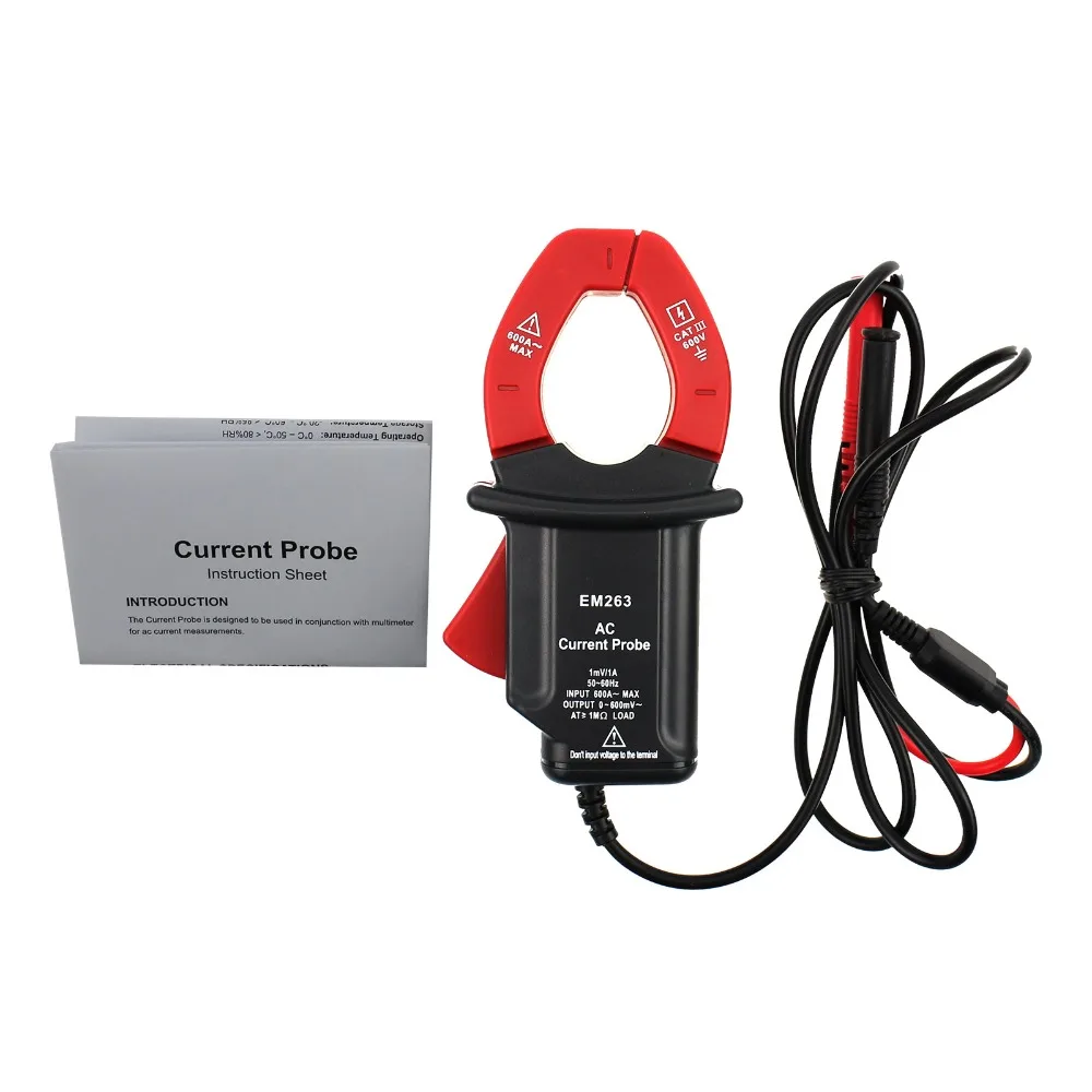Probe Digital Clamp meter Ammeter AC Current Probe Multimeter Electronic Tester input 600A-MAX output 0-600mV all-sun EM263
