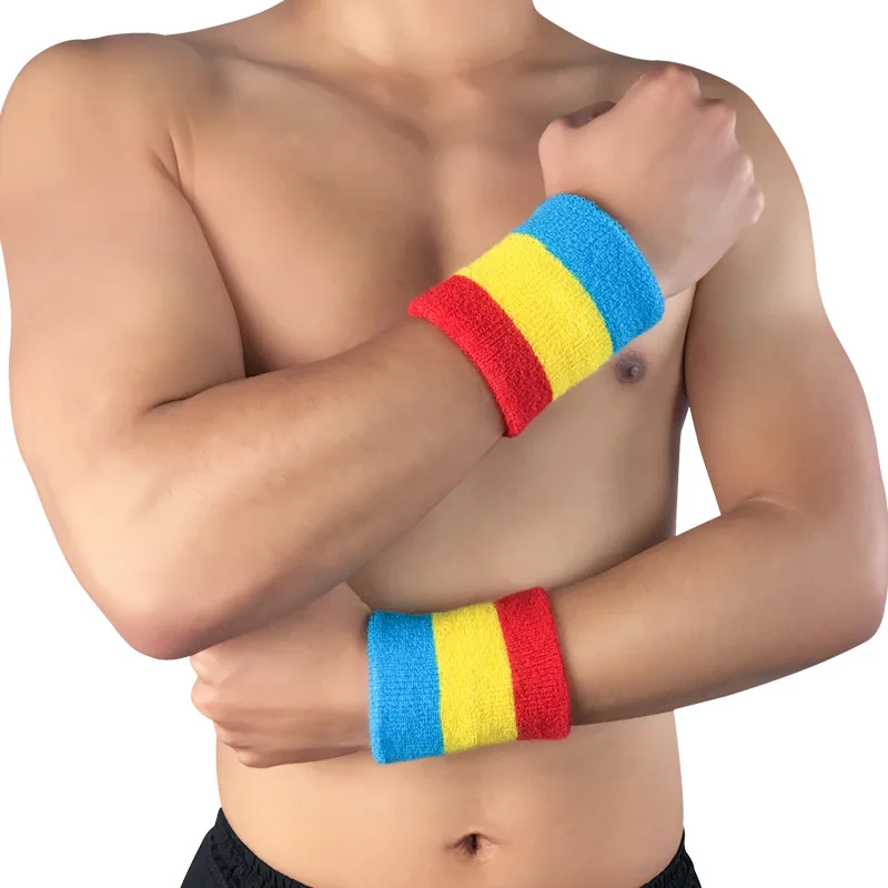 8*10 cm Wrist Sweatband Basketball Tennis Sport Wristband Wrist Brace Support Protector Sweat Band For Reggae Punk Street Dance