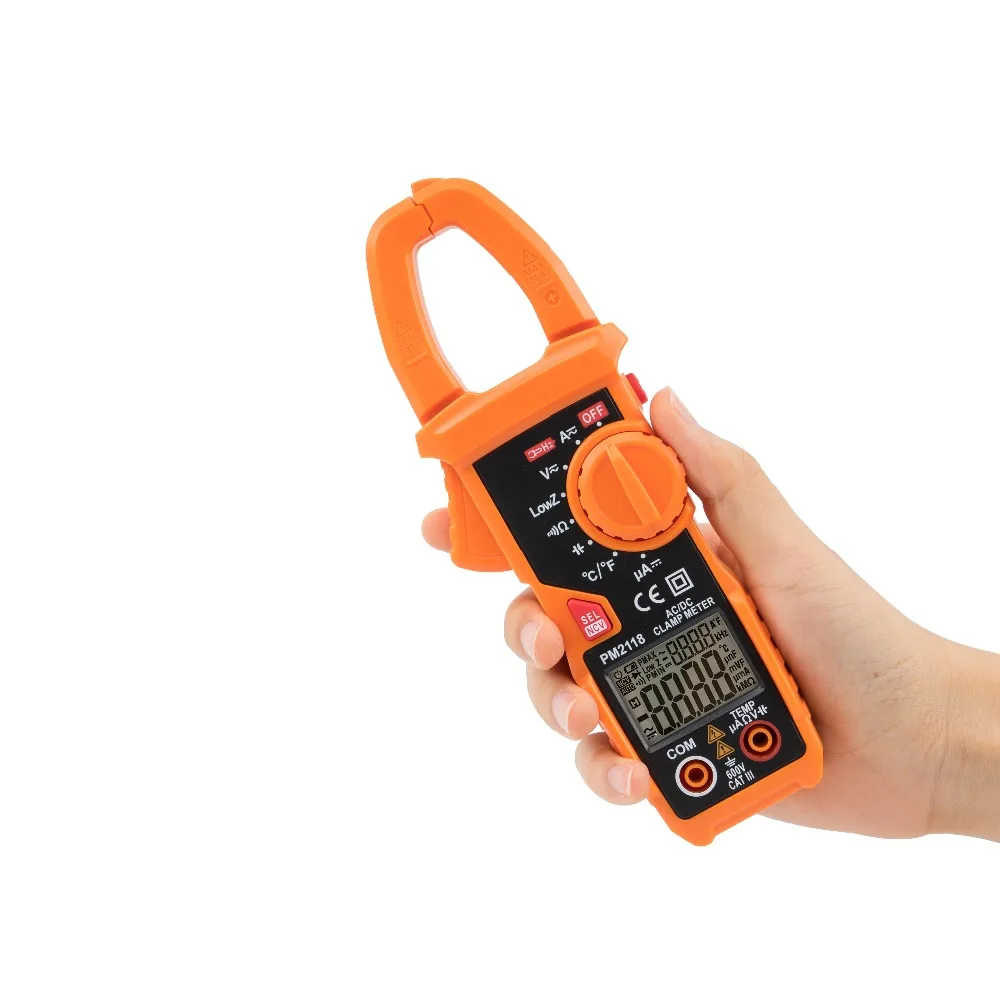 PEAKMETER PM2118 Digital Clamp Meter AC DC Multimeter Auto Current Clamp Pincers Voltmeter Ammeter Ohmmeter NCV Temp Capa Tester