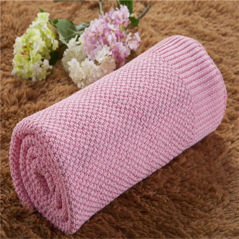 100% Cotton Knitted Blanket Baby Throw Infant Sleeping Blankets Close-Fitting Grade A Towel For Children Kids