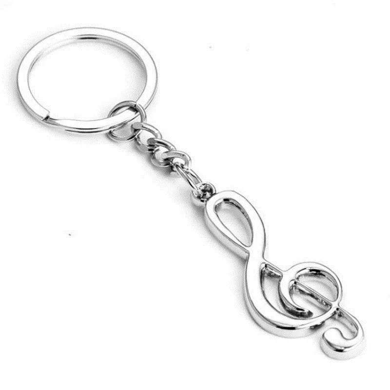 1Pcs Fashion Women Men Charming Silver Plated Musical Note Symbol Key Ring Key Chain Mini Christmas Gift Car Key Rings