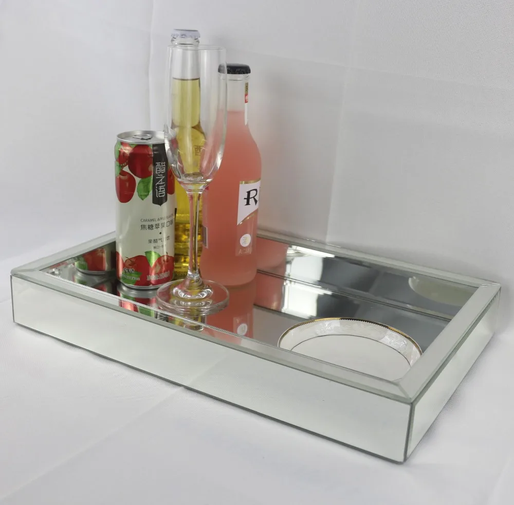 

Rectangle Decoration Glass Wine Tray Modern Mirrored Fruit Storage Wedding Decor Storage Tray Makeup Collection Plate Tray