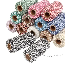 1 rotolo 100m 1.5mm due colori cordoncino di cotone morbido corda di cotone ritorto corda artigianale Macrame String decorazione fatta a mano fai da te AA7644-2