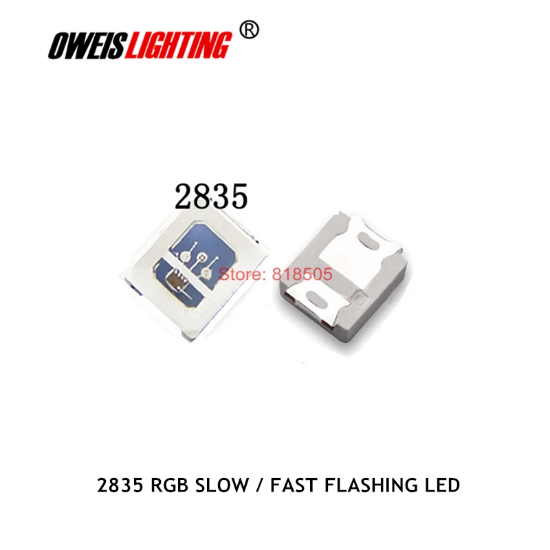 100PCS, 2835 RGB LED with IC ( slow flash / fast flash ) , Self-flashing ,3.3-5.0v 20ma