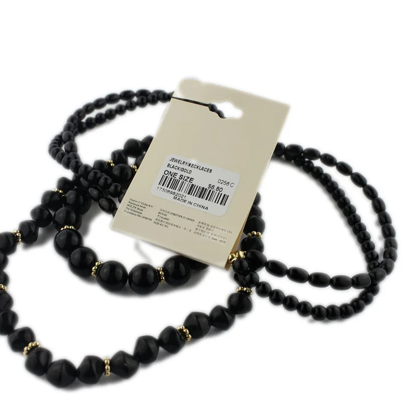 Fashion Jewelry Long Black Beads Pearl Necklace For Women Girl Double Layer Multilayer Chain Necklaces Best Gift