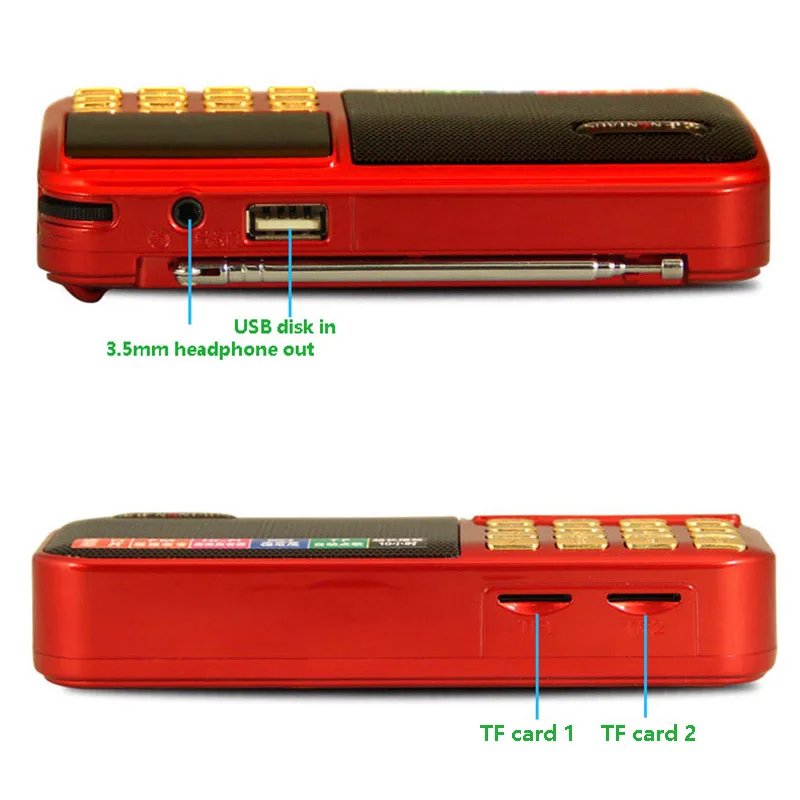 C-803 With Two 18650 Batteries Slot & LED Flashlight &Two TF Card Slot Portable Bluetooh FM Radio Wireless USB Speaker