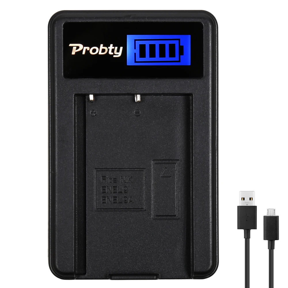 Probty EN-EL9a EN -EL9  ENEL9 LCD Battery Charger for Nikon D40 D40x D60 D5000D  Camera