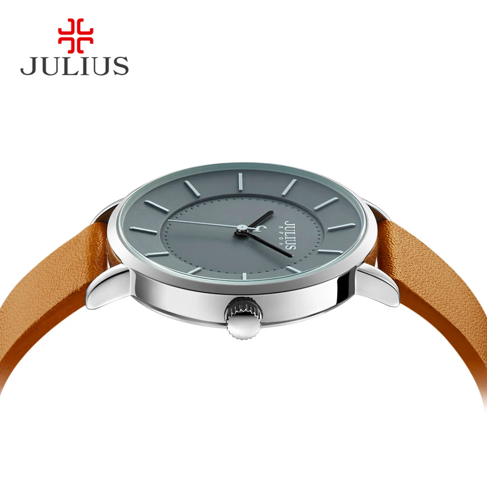 Classic Julius Men\'s Watch Japan Quartz Hours Fashion Clock Leather Bracelet Boy Student Birthday Valentine Gift No Box