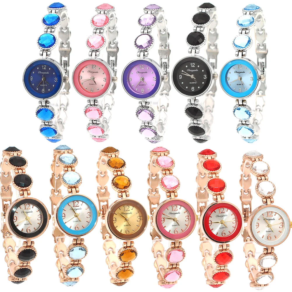 Luxury Stones Crystal Elegant Trendy Brand New Black Stones Women Watches Ladies Girl Stainless Steel Dress Wristwatch O72