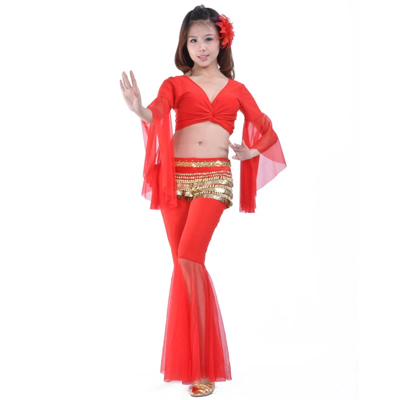 2018แฟชั่น Professional Belly Dance เครื่องแต่งกายชุด + กางเกง + เข็มขัดชุด3ชิ้น Indian Belly Dancewear ฝึกเครื่องแต่งกาย