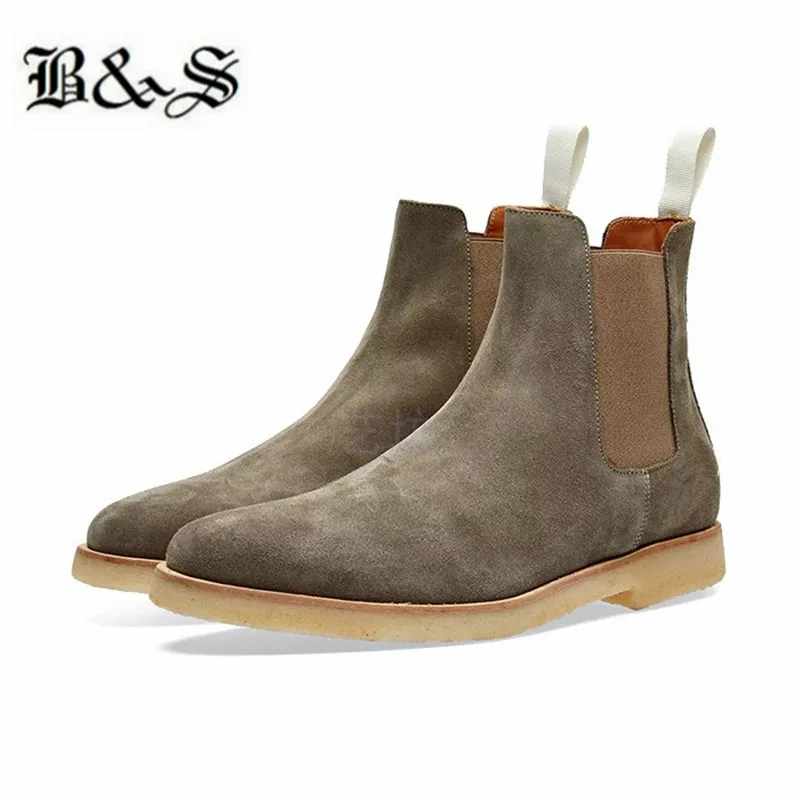 

Black& Street Handmade Street Cow Leather casual Men Boots Fashion Wedding Chelsea Boots Vintage Motorcycle Boots